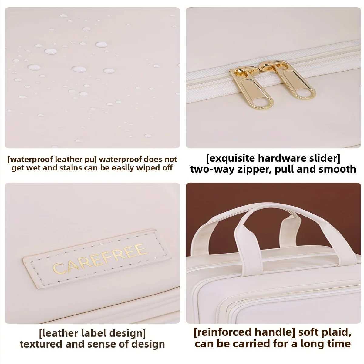 New PU Leather Hanging Cosmetic Bag For Women Portable Storage Makeup Organizer Large Capacity Travel Toiletry Storage Bags Y250808