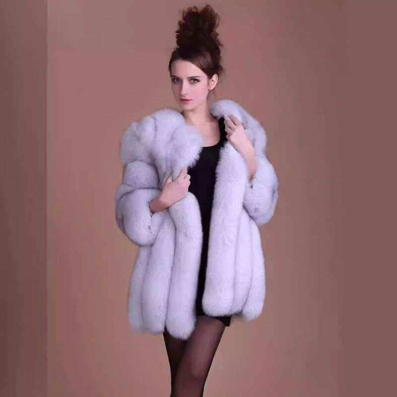 Women's Clothing Fur Autumn Winter New Fox Style Fashion Slim Fit Medium And Long Women's Warm Coat