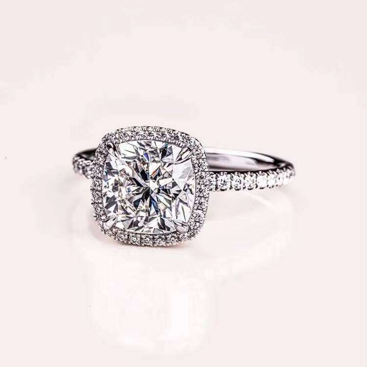2.0ct 7*7mm VVS Moissanite 14K Real Gold Cushion Cut With Melee Engagement Wedding Rings Jewelry for Women