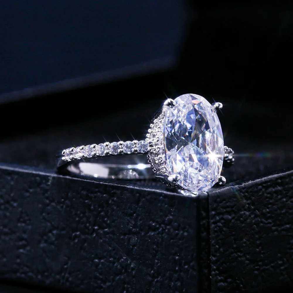 925 Sterling Silver AAA Oval Cubic Zircon Rings for Women Promise Love Round Moissanite Wedding Jewelry Y250808