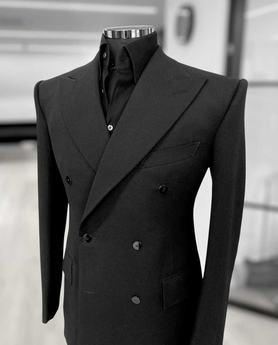 Formal Wedding Tuxedos 1 Pcs Jacket Black Double Breasted Men Suit Peaked Lapel Groom Evening Business Prom Blazers Customized