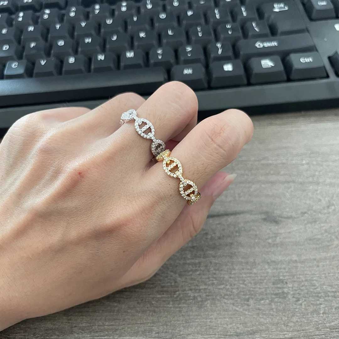 925 sterling silver gold-plated fashionable womens diamond chain ring.wedding ring.holiday gifts Y250808