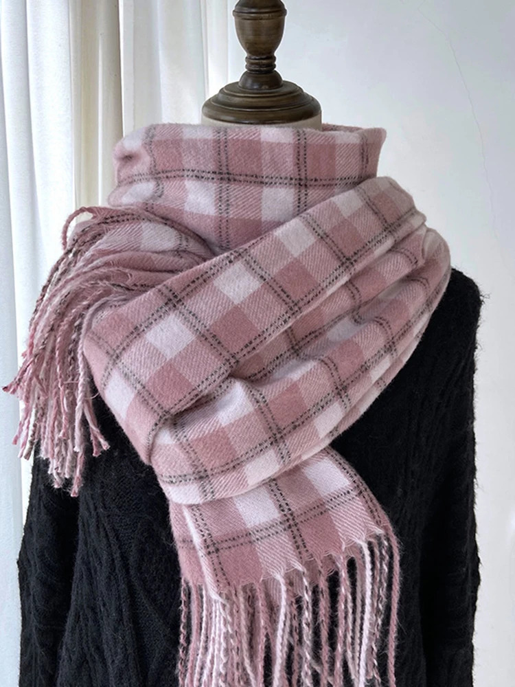 Sweet Vintage Scarf Headscarf Winter Women Ladies Men Preppy Plaid Scarve Soft Pashmina Mujer Male Foulard Wrap Shawl Unisex 250807