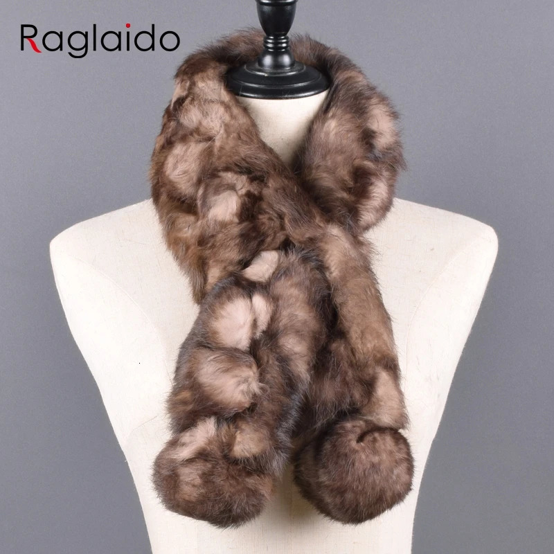 Women Winter Rabbit Fur Scarf 100% Natural Rabbit Fur Fashion warm And Soft Neckerchief Wholesale Pompoml Fur Scarves Headbands 250807