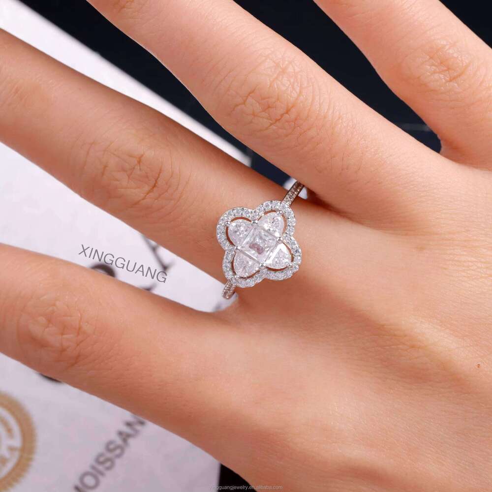 XG Factory Price Women 1CT Marquise Cut Moissanite Fine Rings Sier Lab Dia Jewelry