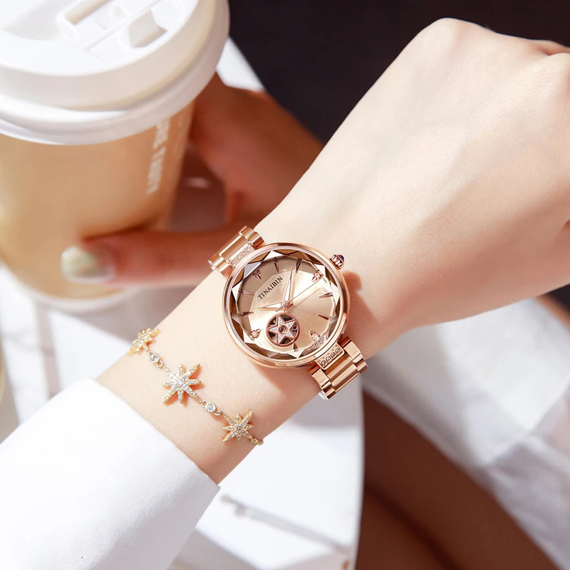 TINAIBIN High End Lady Woman Watches Waterproof Skeleton Automatic Mechanical Fashion Rose Gold 250807