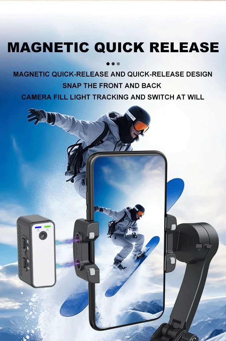 Gimbal Stabilizer for Smartphone Portable Foldable 3-Axis Phone Gimbal for Android & iPhone with Tripod Fill Light Face and Object AI Tracking for Vlo