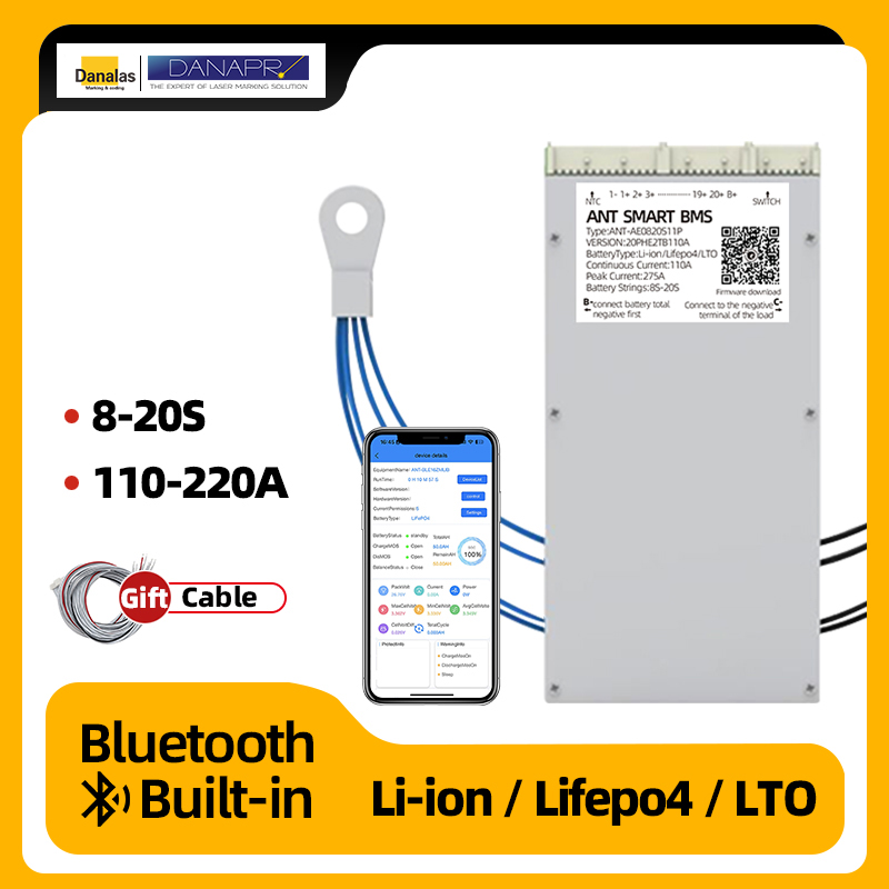 DANA 8-20S Industrial BMS 110A-220A , Li-ion/Lifepo4/LTO/Na-ion Active Balancer , Bluetooth APP, for Scooter/Forklift/E-bike