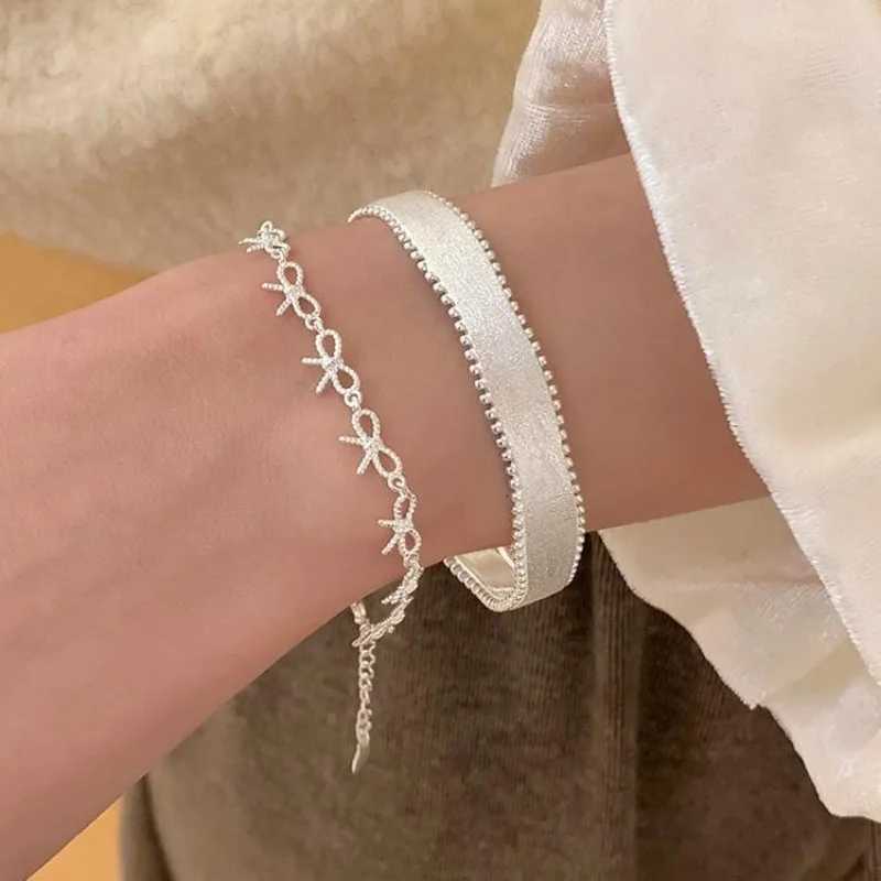 925 Sterling Silver Geometric Chic Wave Hollow Bow Bracelet for Women Fine Jewelry Minimalist Accessories Wholesale Z250807
