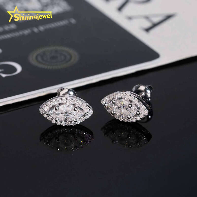 New Style Pass Dia Tester Fancy Marquise Shape Hip Hop Sier Men Moissanite Earrings