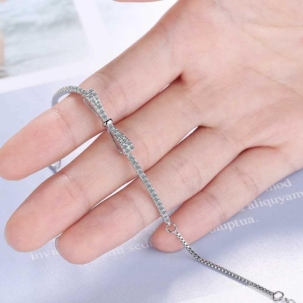 925 Sterling Silver Bow Bracelet Micro Inlay Zircon Bracelet French Elegant Fashion Womens Bracelet Jewelry Z250807