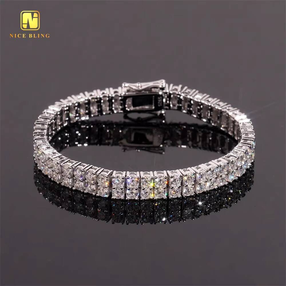 2Rows 3mm VVS Moissanite Tennis Chain Pass Diamond Tester 925 Silver Hip Hop Jewelry Bracelet Iced Out Diamond Tennis Chain