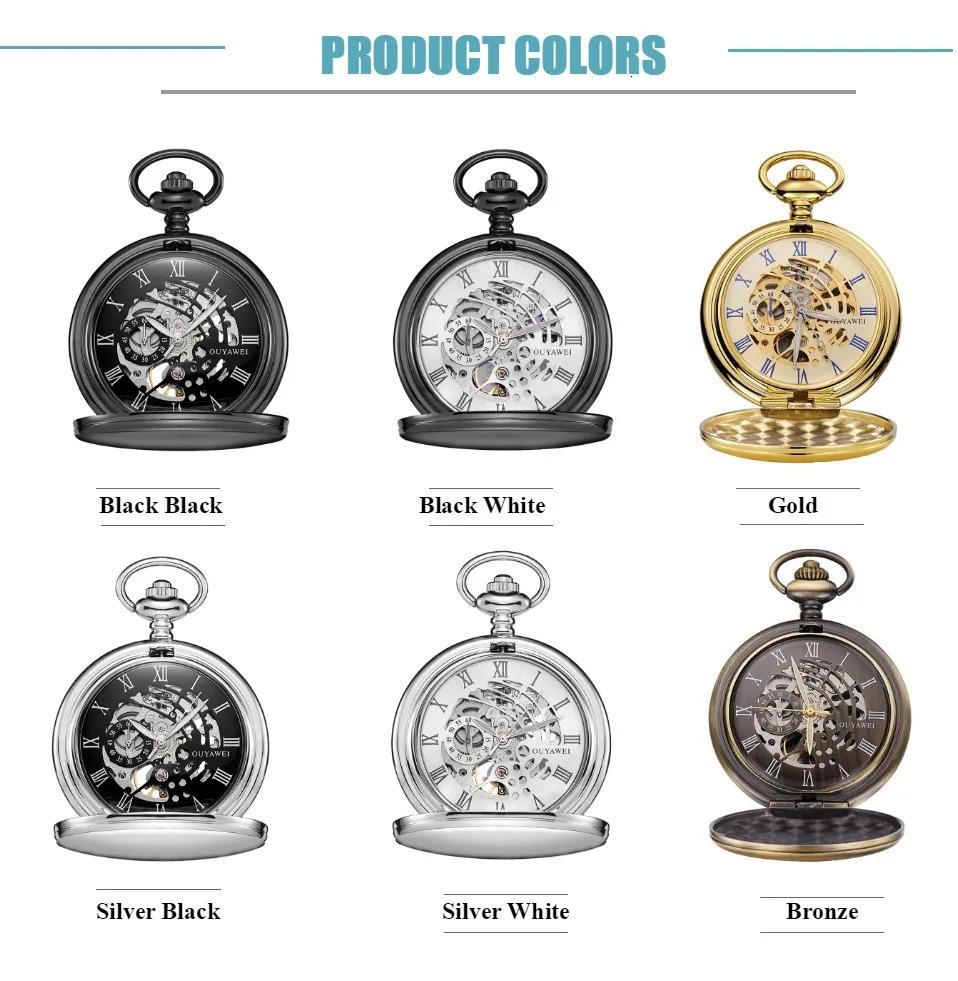 Stainless Steel Men Mechanical Pocket Watch Fashion Casual Skeleton dial Gold Hand Wind Mechanical Male Fob Chain Watches 250807