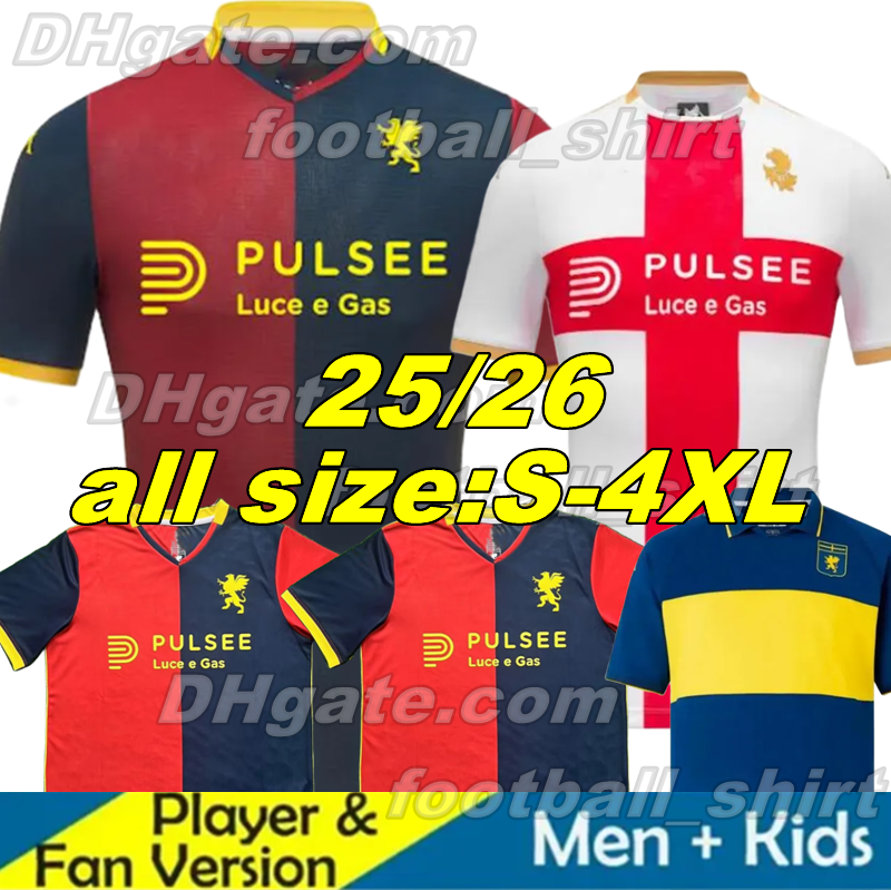 4XL 25 26 Genoa FC Soccer Jerseys FRENDRUP WINTER PINAMONTI MIRETTI VITINHA VASQUEZ 2025 2026 Home Away Third mens kit football shirt