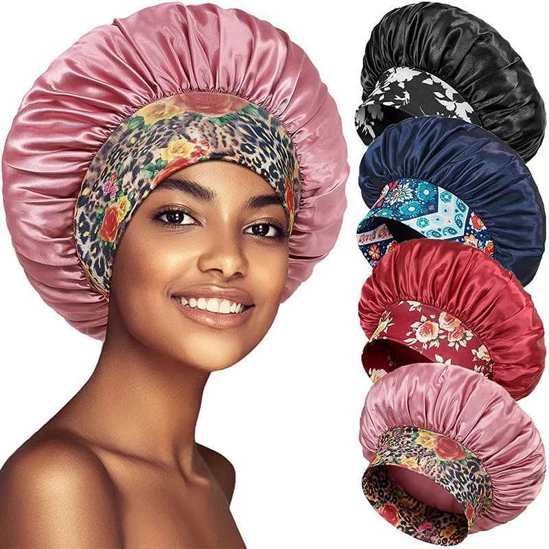 New Womens Satin Solid Sleeping Hat Night Sleep Hair Care Bonnet Nightcap Silky Shower Caps Comfortable Flower Band Unisex Cap Z250808