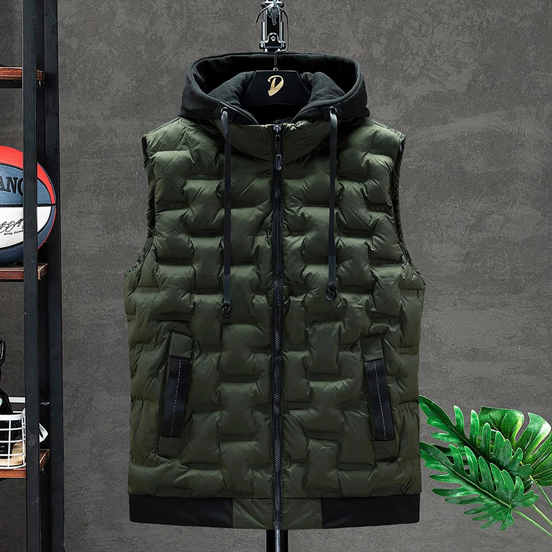 Vests Korean Sell Mens Winter Vest Down Vests Men Casual Waistcoat Sleeveless Jackets Male Hooded Vest Men 250804