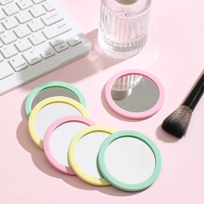 1pc Round Makeup Mirror Portable Silicone Mirror Student Dormitory Desktop Small Gift Mini Handheld Pocket Mirror Home Decor Z250807
