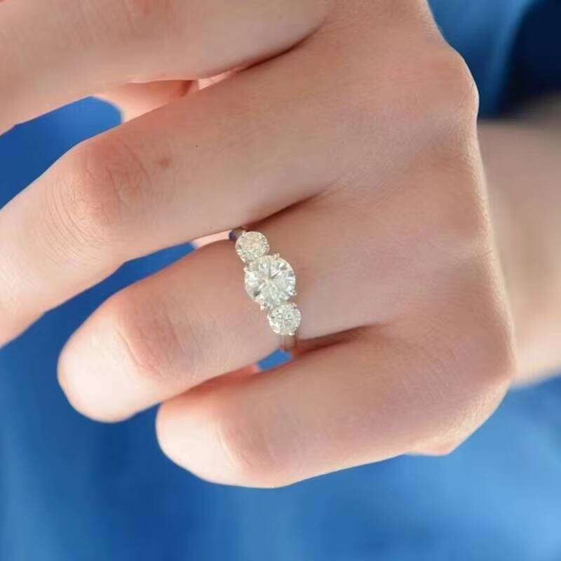 High Quality Wedding Ring Jewelry 2ct Round Cut Pass Test 14K Solid Gold VVS Moissanite Dia Engagement Rings