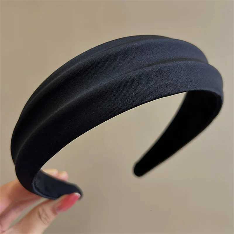 Elegant Wen High Cranium Bands Wide Brimmed Satin Cloth Handmade Fashion Fem Daily Party Pr Hair Accessories Y250808