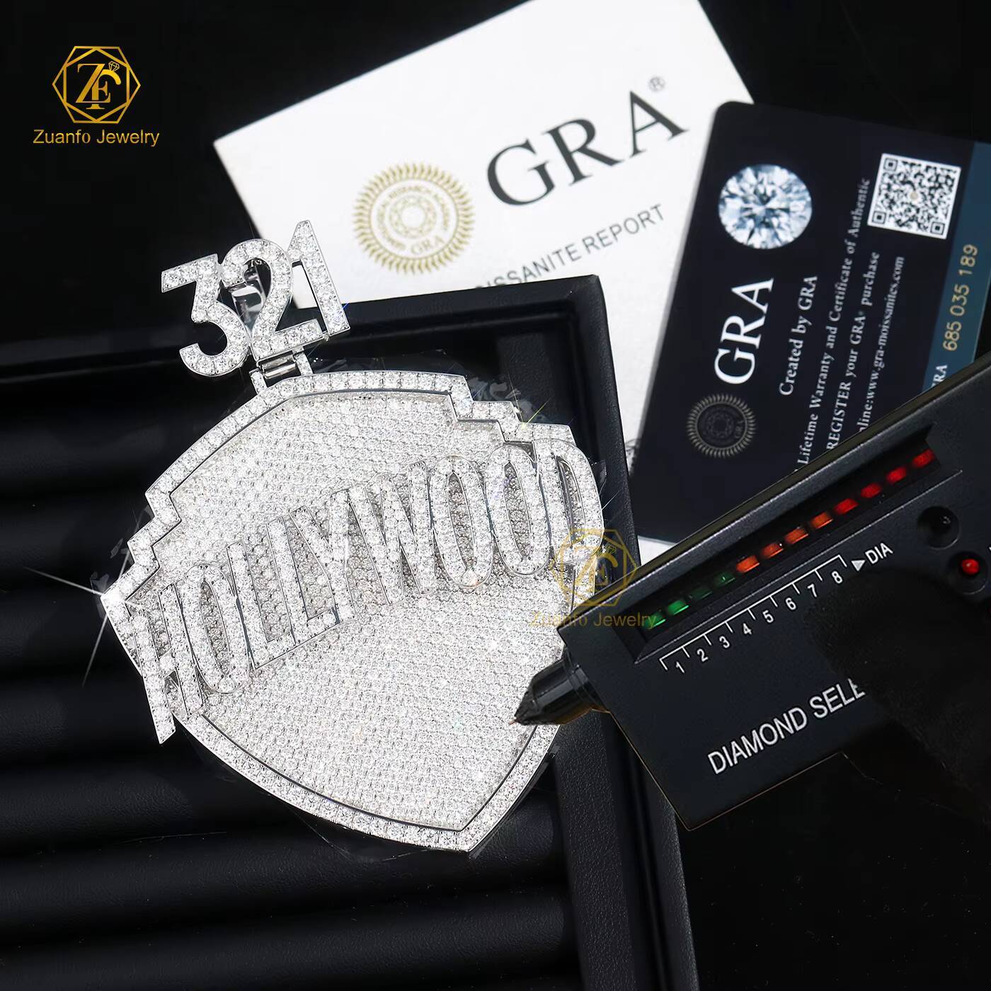 Pass Diamond Tester Iced Out Moissanite Name Pendant Custom 925 Silver VVS Diamond Hip Hop Letter Pendant with Number