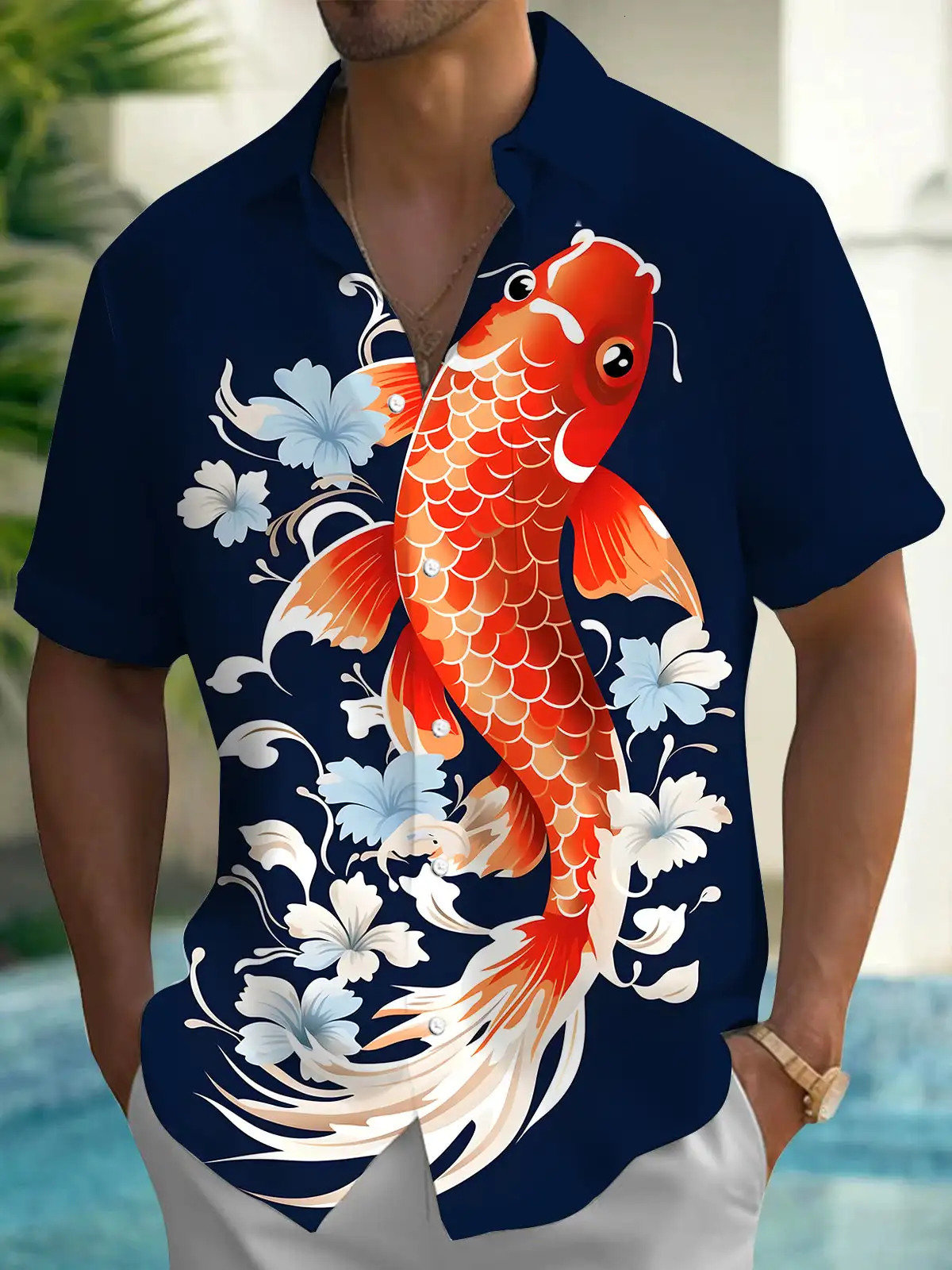 Hawaii SpringSummer Fashion Leisure Street Walk Tourist Beach Printed Full Open Short Sleeve Button Shirt Quick y250807