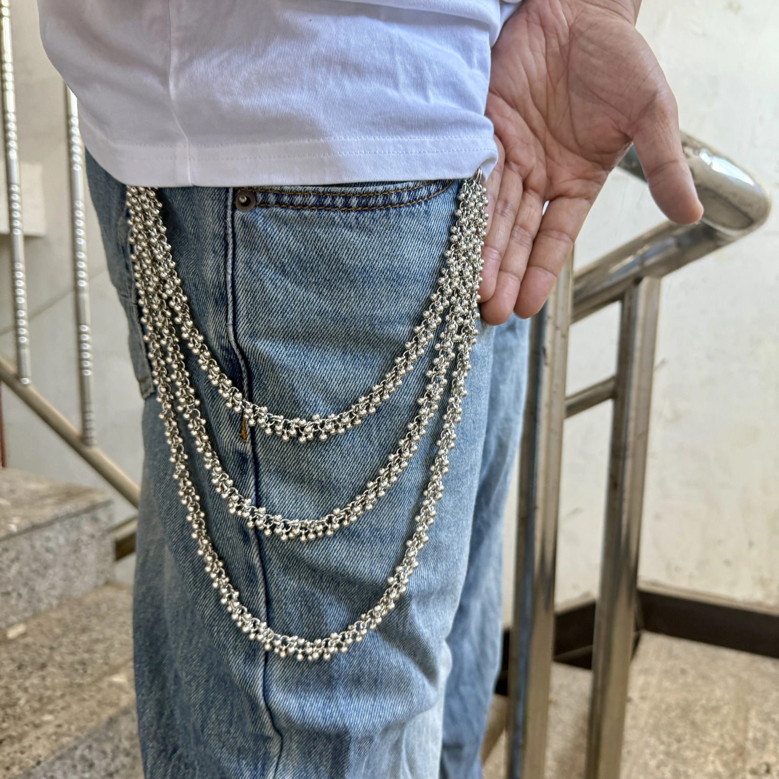 Hip hop punk style multi-layer detachable pants chain handmade earth bead chain fashionable mens and womens waist accessories 250807