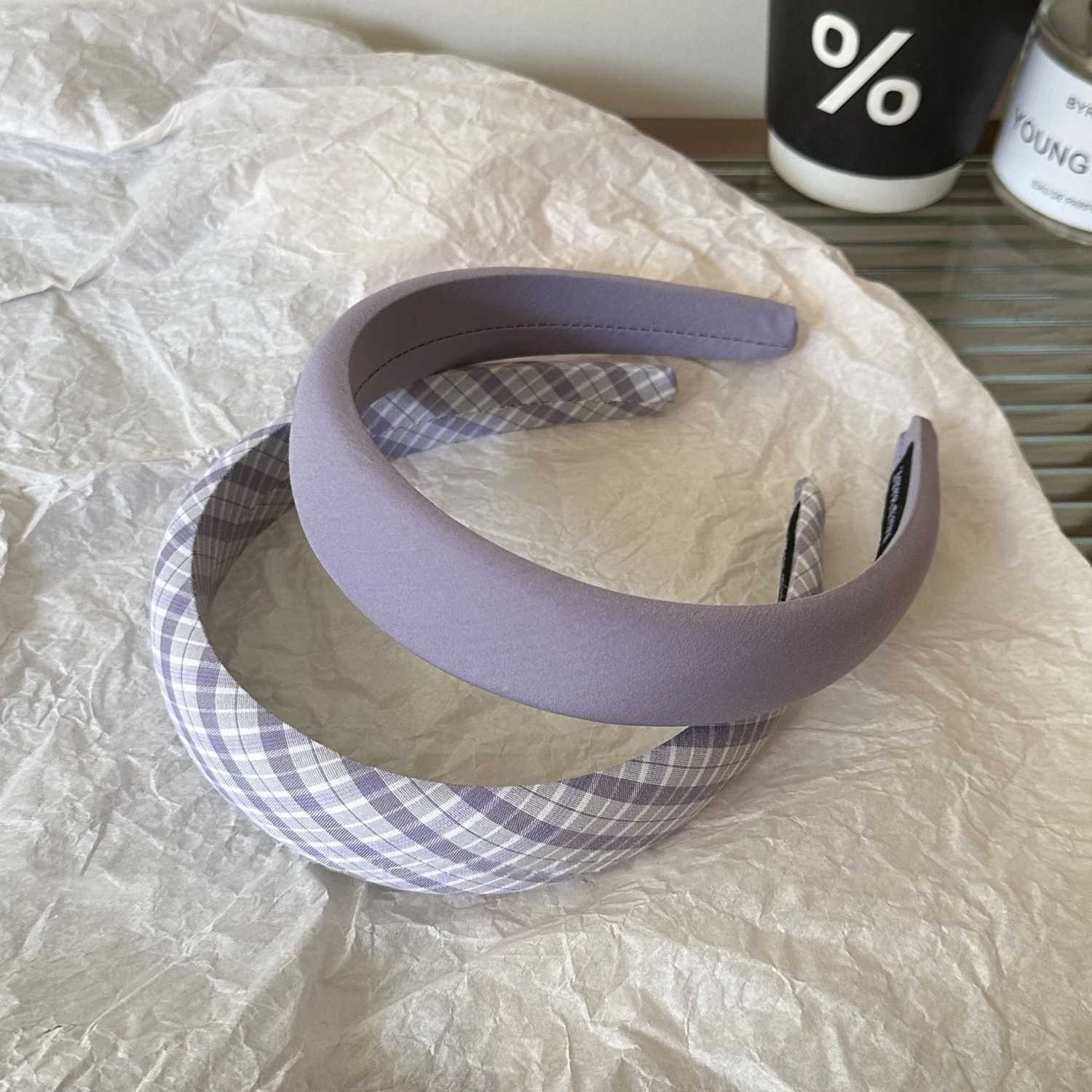 New Sweet Padded Band Wide Cross Hand Purple Color Stripe Polka Dot Hair Rope Wen Hair Accessories Y250808