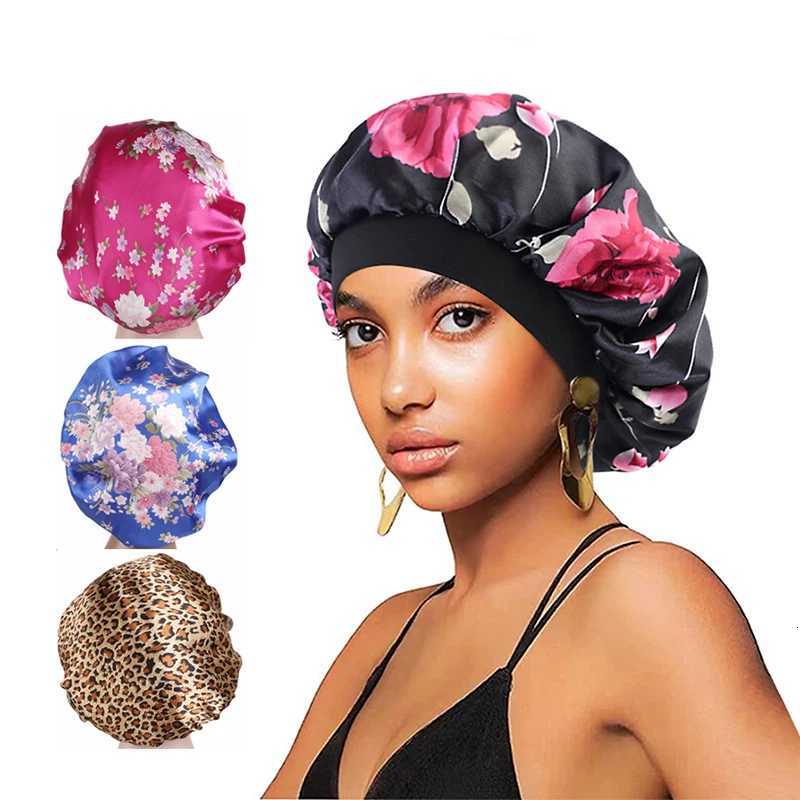 New Satin Hair Caps for Sleeping Women Bath Wide-brimmed Headwear Cover Hat Curly Hair Styling Accessories Hair Cap for Sleeping Z250808