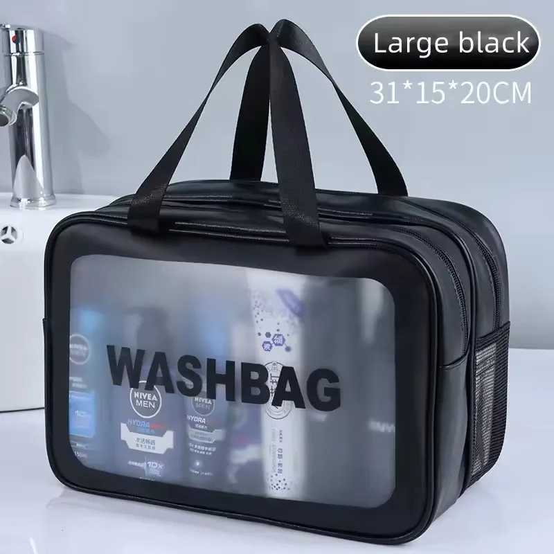 Dry-wet Separation Double Transparent PU Makeup Bag Portable Wing Bag Cosmetic Storage Bag Travel Fitness Swimming Essentials Y250808