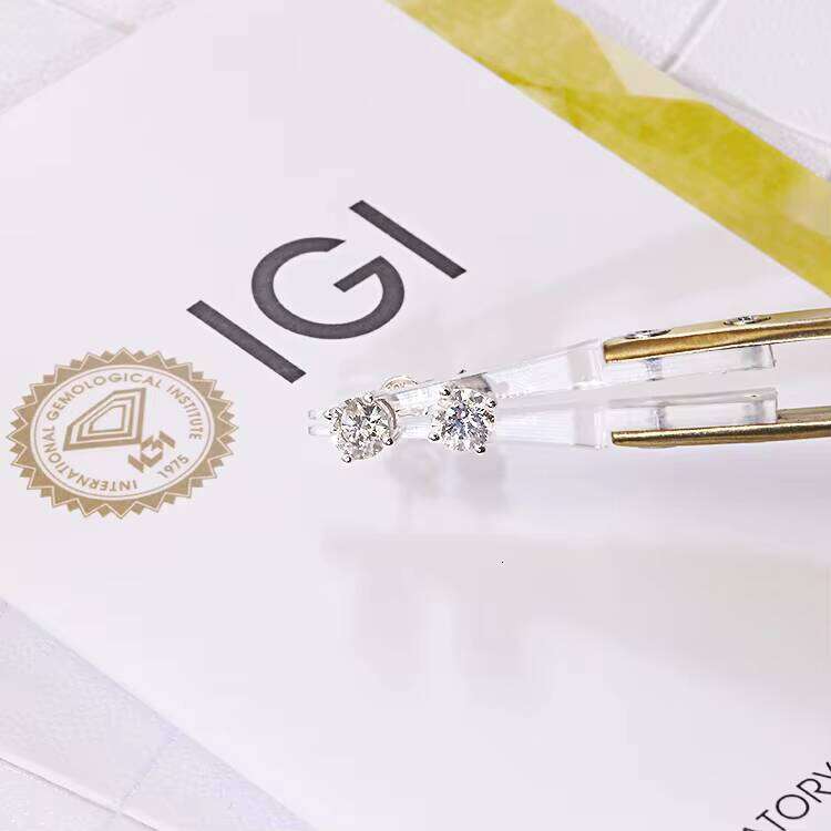 High Jewelry IGI Certificate 5mm Lab Dia Plated Earrings 10k White Gold Women Stud Earring for Gift