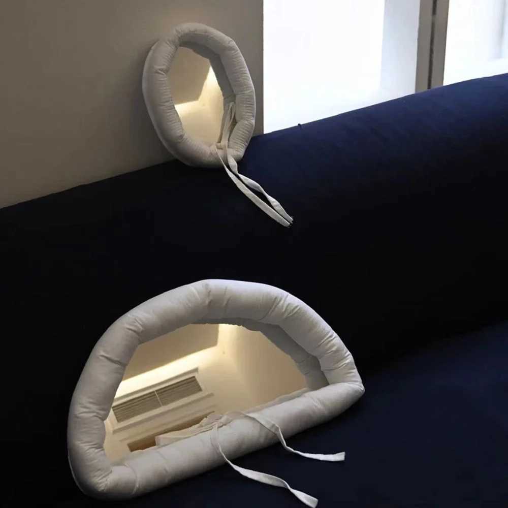 White Half-moon Mirror Ins Creative Living Room Bedroom Wall Decoration Makeup Mirror Semi-round Wall Decoration Z250807
