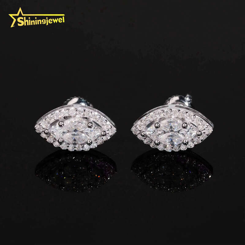 New Style Pass Dia Tester Fancy Marquise Shape Hip Hop Sier Men Moissanite Earrings