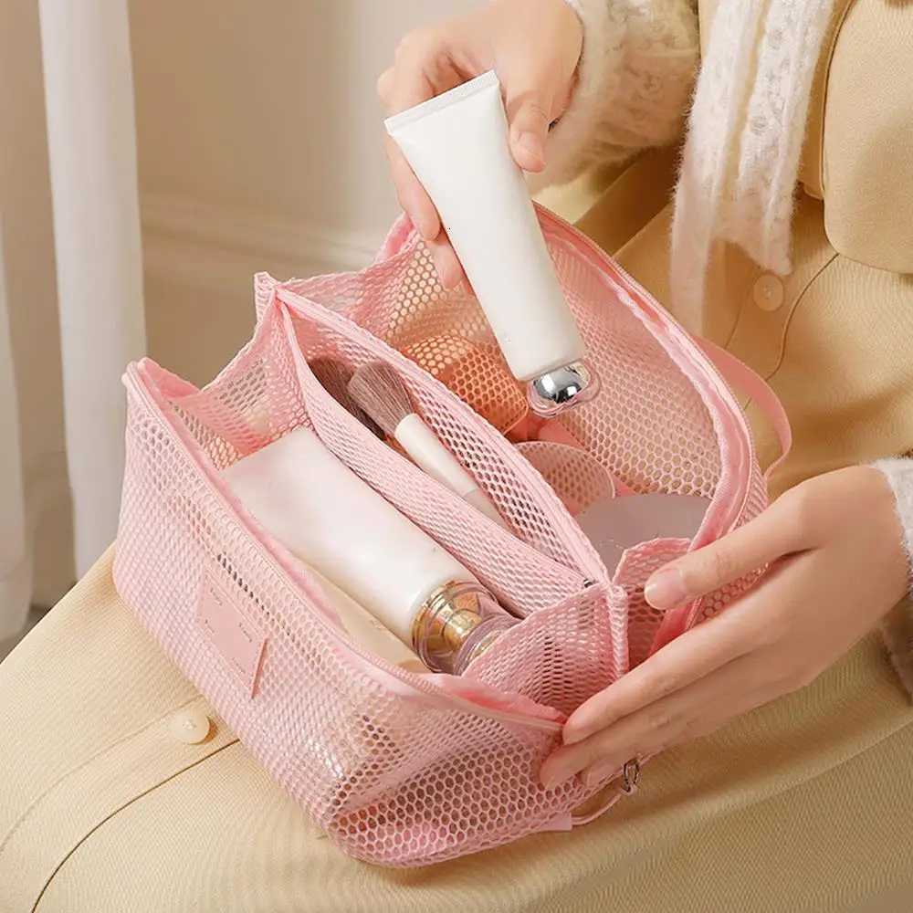 Portable Mesh Shower Caddy Tote Bag Large Capacity Makeup Storage Bag Bathro Toiletry Organizer Travel Storage Pouch Accessory Y250808