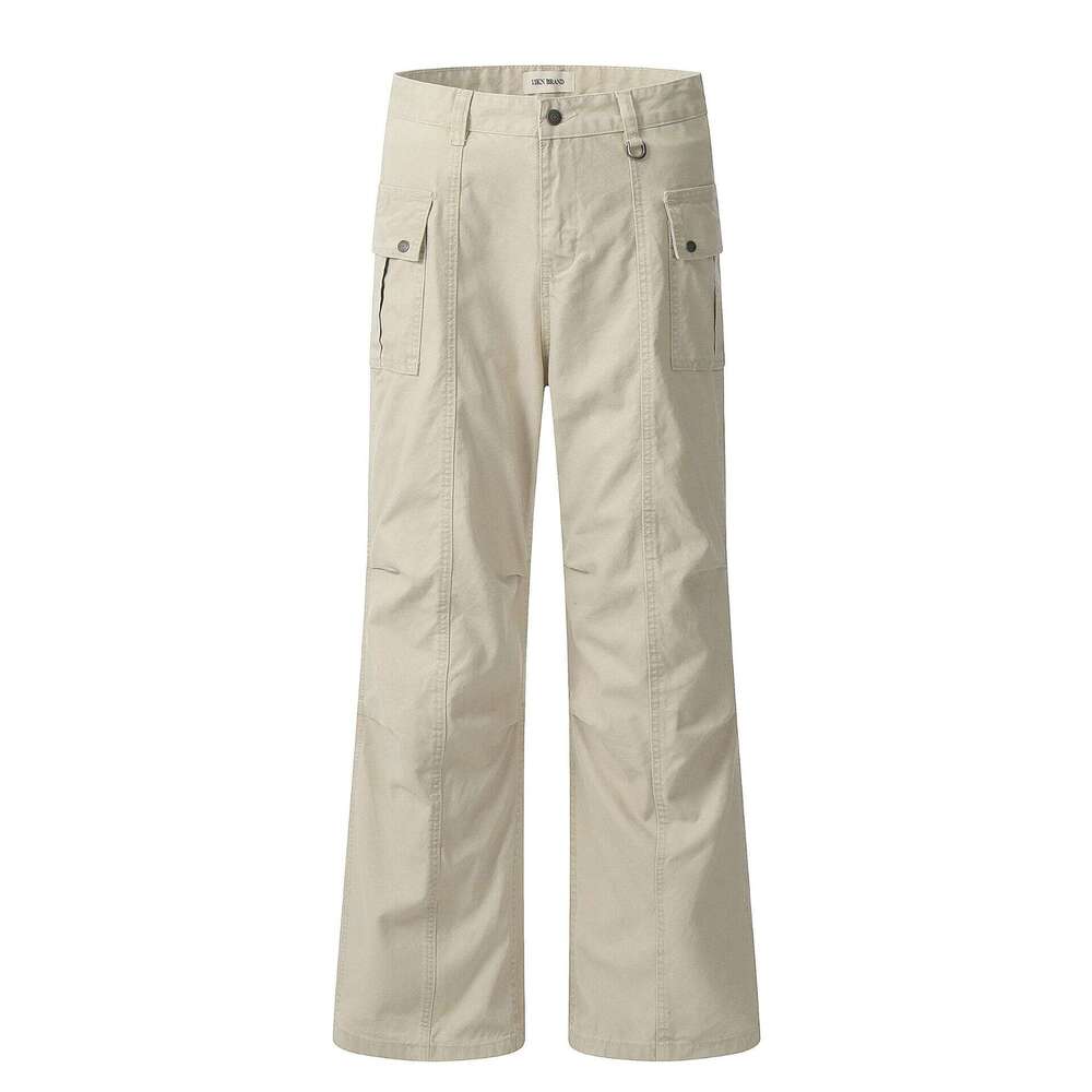 11Kn American Style Straight-Leg Slightly Flared Cargo For Men And Women Slimming Multi-Pocket Simple Loose Casual Pure Cotton Long Pants B5