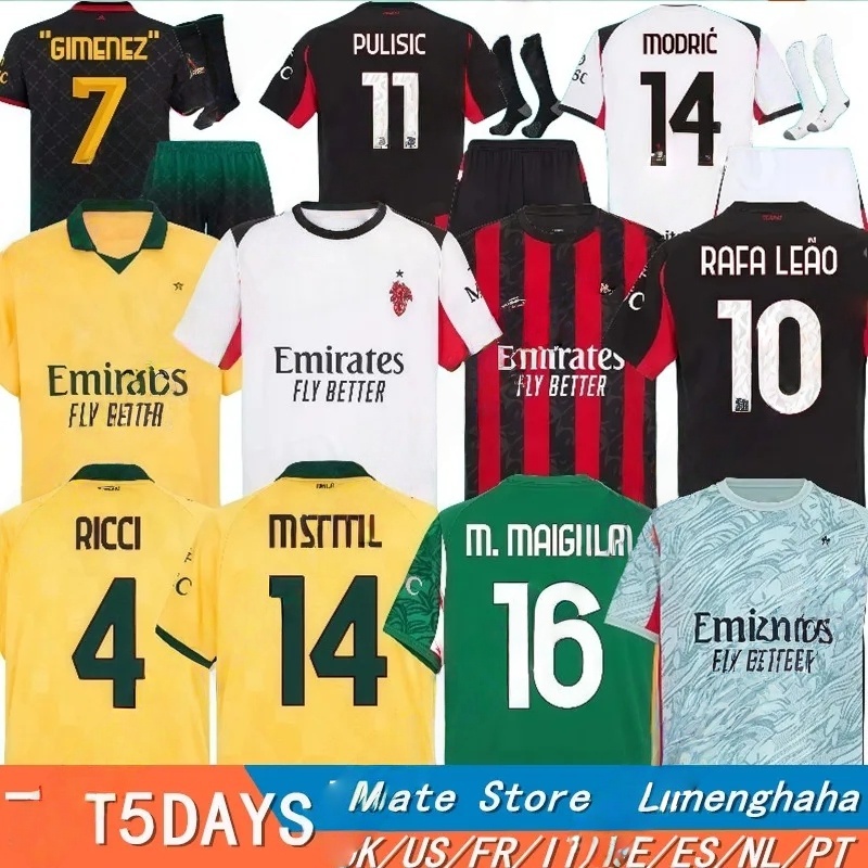 26 AC Maglia GIROUD RAFA LEAO PULISIC 125 2025 2026 Soccer Jersey 24 25 GIMENEZ JOAO FELIX THEO Kid Kit Home Away 3Rd Football Shirts Calcio 3XL 4XL