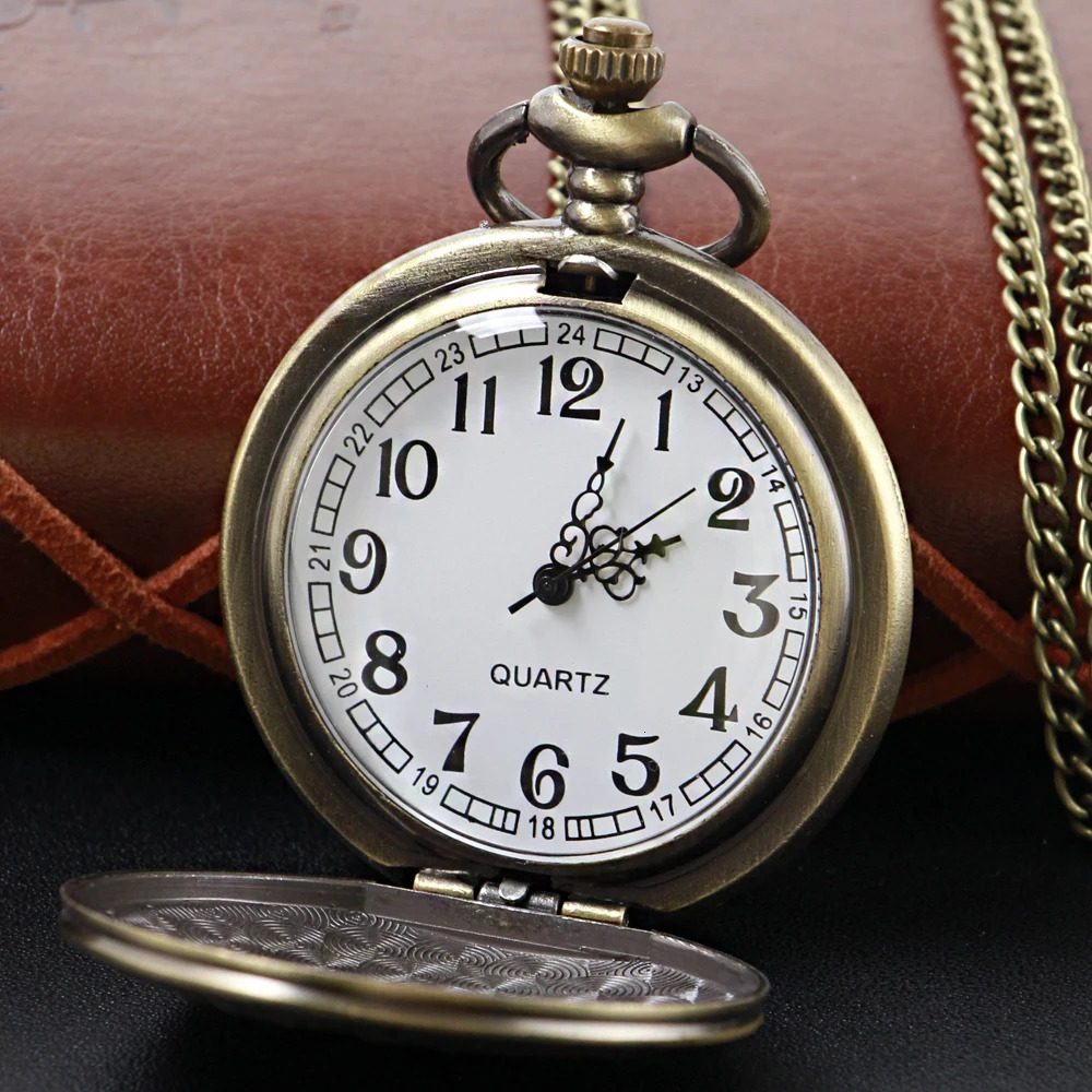 1913 Western Denim Vintage Classic Quartz Pocket Watch Bronze Pendant Necklace Chain Universal Fob Watch for Boys and Girls 250807