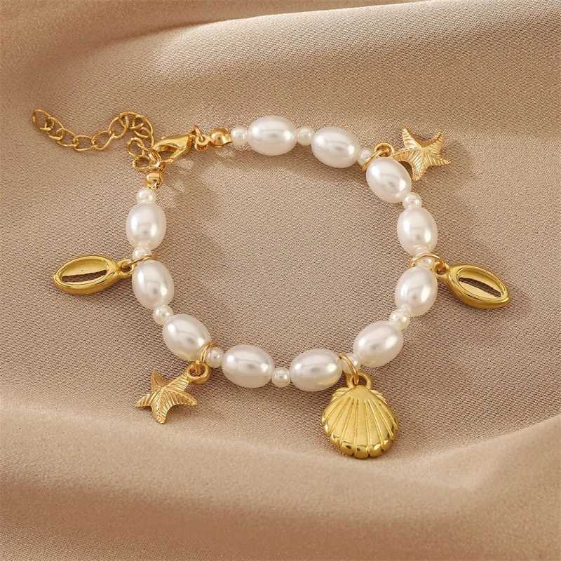 2024 New Fashion Starfish Shell Pearl Bracelet Womens Beach Elegant Travel Party Jewelry Bracelet Z250807
