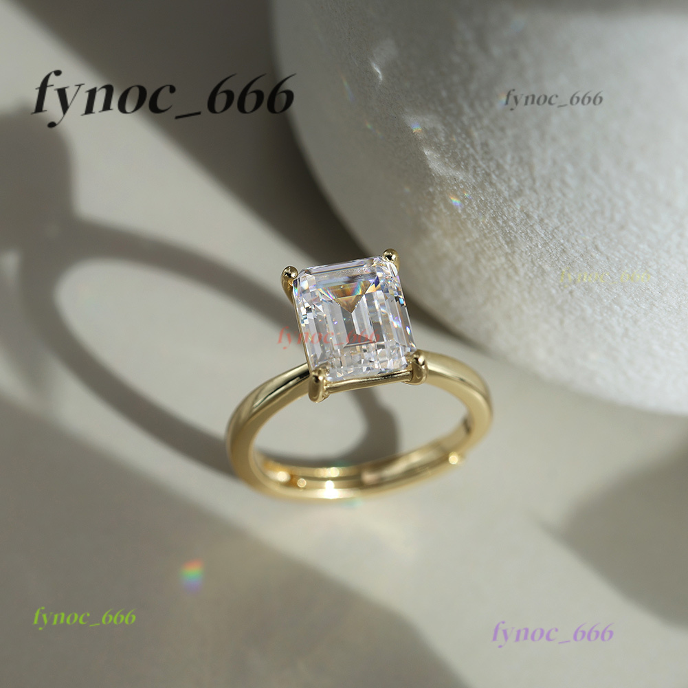 Classic S925 Silver Rhodium Plated 1ct/2ct/3ct/4ct Emerald Cut 8A Cubic Moissanite Women Bridal Promise Jewelry Ring