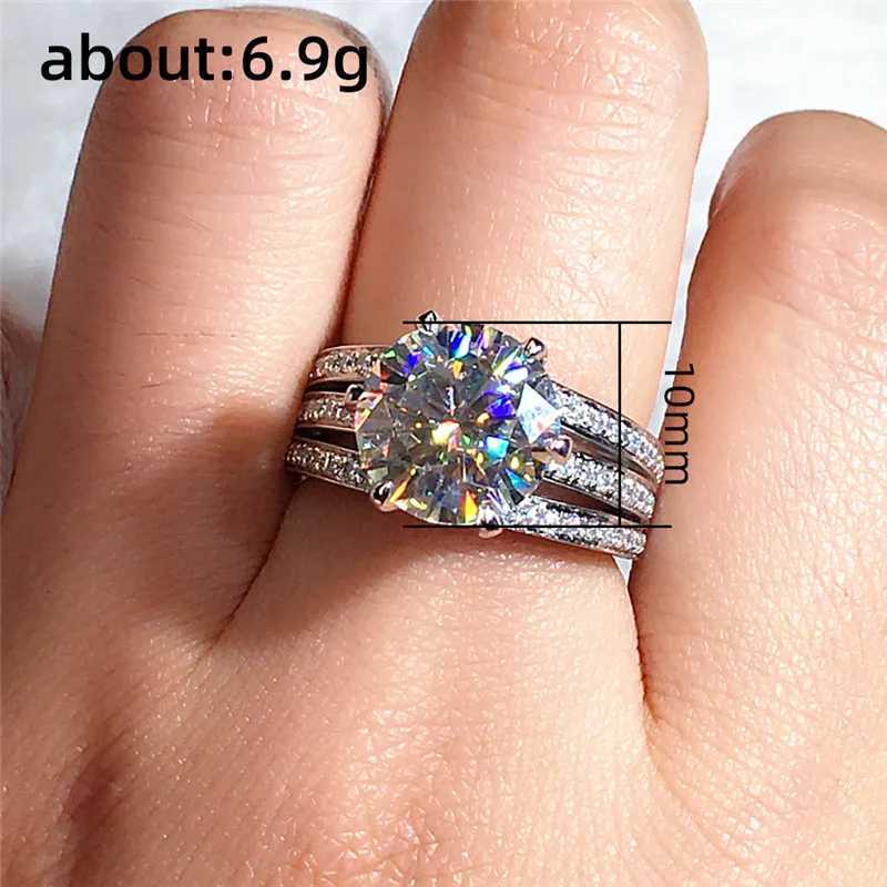 925 Sterling Silver Luxury Six Claw Cubic Zirconia Rings Wedding Engagement Bands High Quality AAA CZ Ring Women Fashion Jewelry Y250808