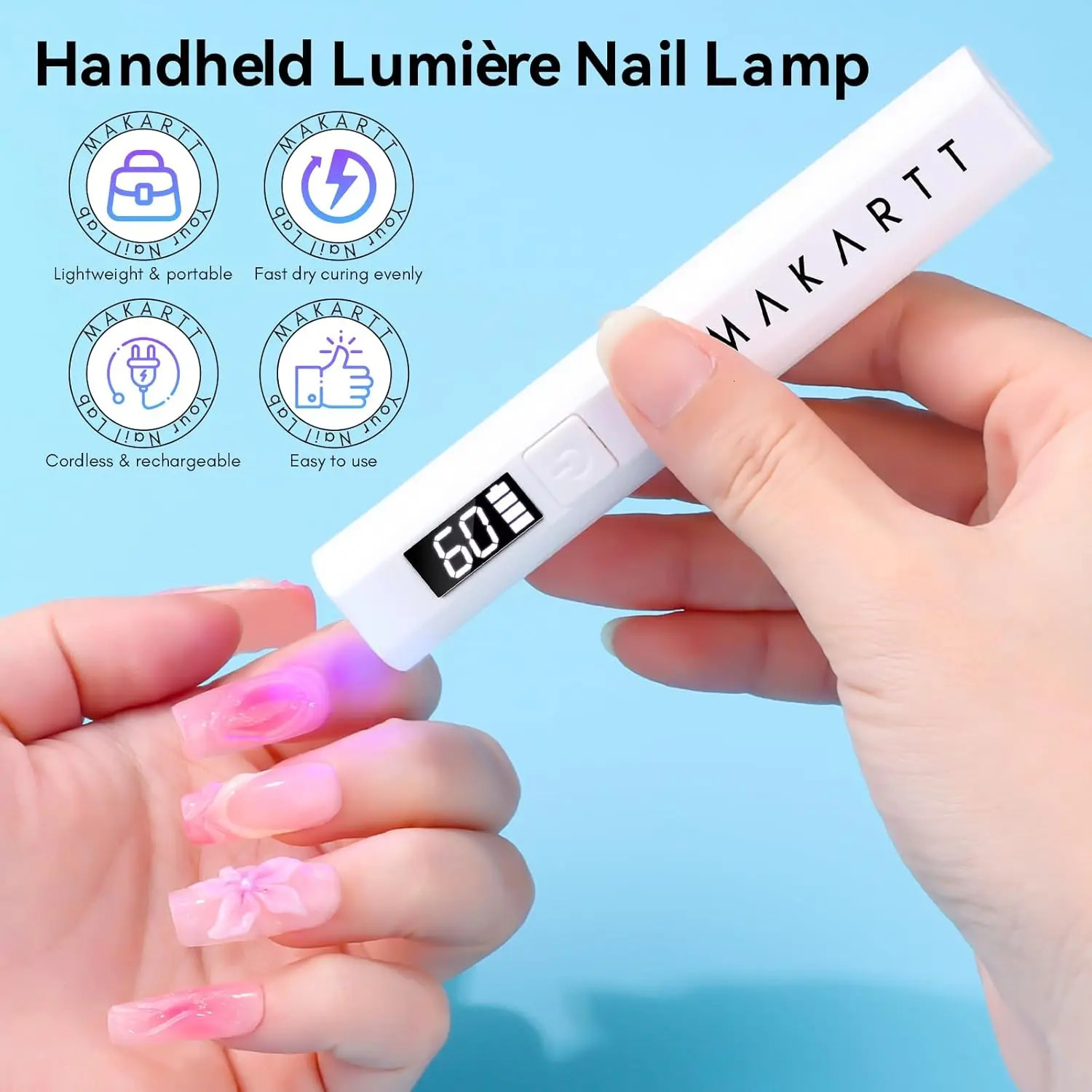 Makartt UV Light for Gel Nails Handheld Mini UV LED Nail Lamp Portable Lumiere Nail Dryer for Curing Gel Polish Nail Glue 250814