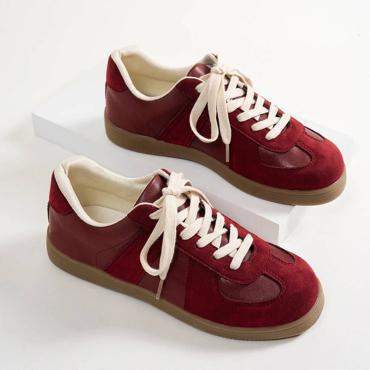 Women Classic Brown Spliced German Trainer Flat Sneakers for Men's Spring Autumn New Casual Lace-up Sporty Shoes ddmysaturn