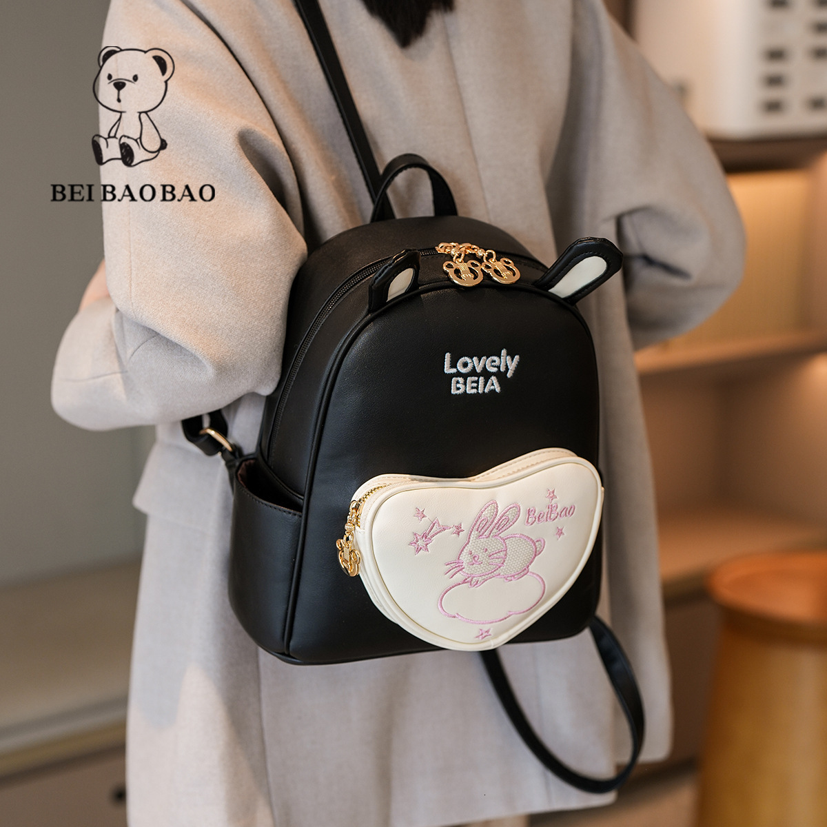 Fresh Sweet Cute Lady Color-Block Large Capacity Travel Backpack for Women ddmymoon