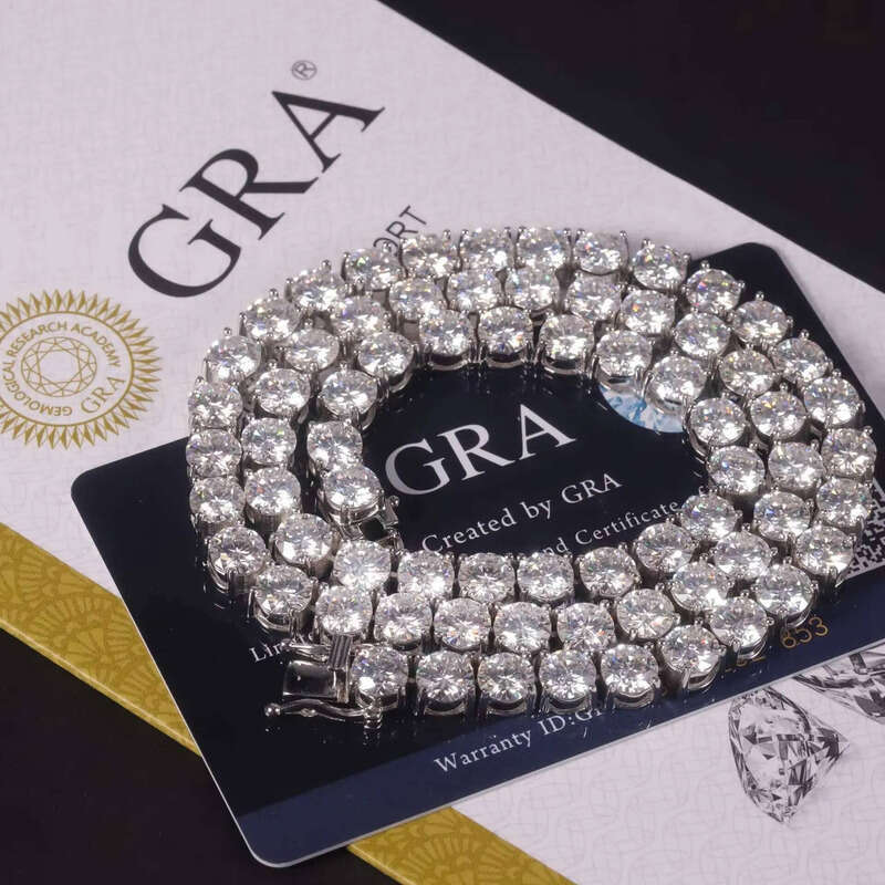 Fine Jewelry Hip Hop Bling S Sier 2mm 3mm 4mm 5mm 6mm GRA VVS Moissanite Iced Out Tennis Chain Necklace for Men Women