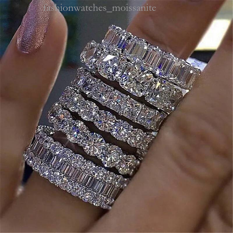 designer jewelry Moissanite dia ring Vecalon Lustre Promise Wedding Band Ring Top quality Sterg Sier VVS Dia Engagement rings for women men