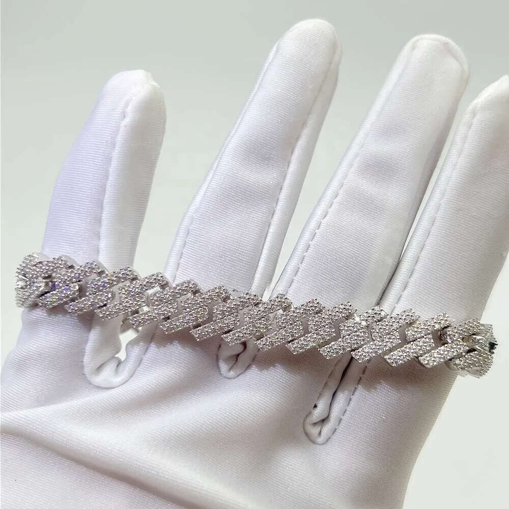 Wholesale Iced Out Jewelry Gra Certificate 7inch 8inch Hip Hop Mens Moissanite 10mm Sier Cuban Bracelet