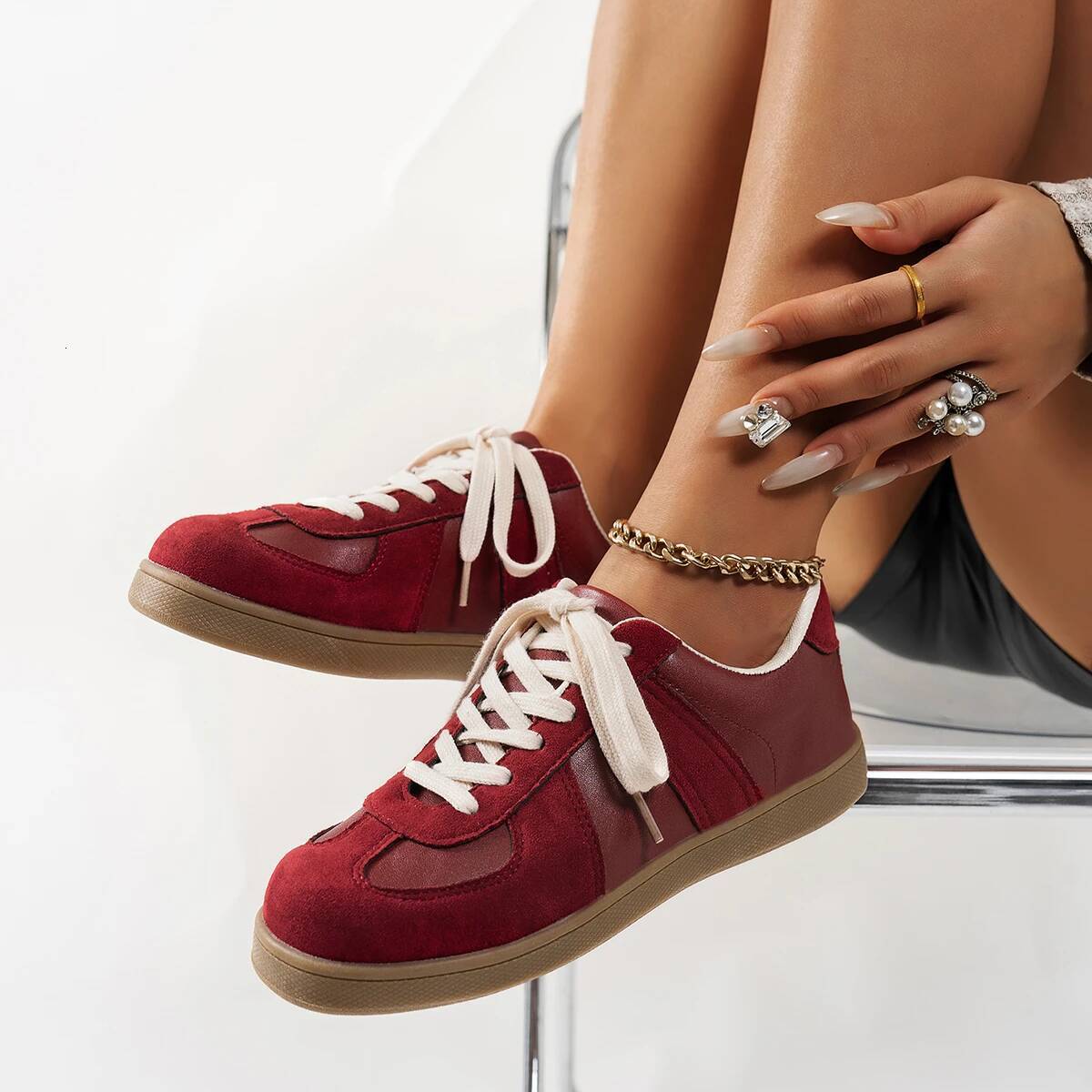 Women Classic Brown Spliced German Trainer Flat Sneakers for Men's Spring Autumn New Casual Lace-up Sporty Shoes ddmysaturn