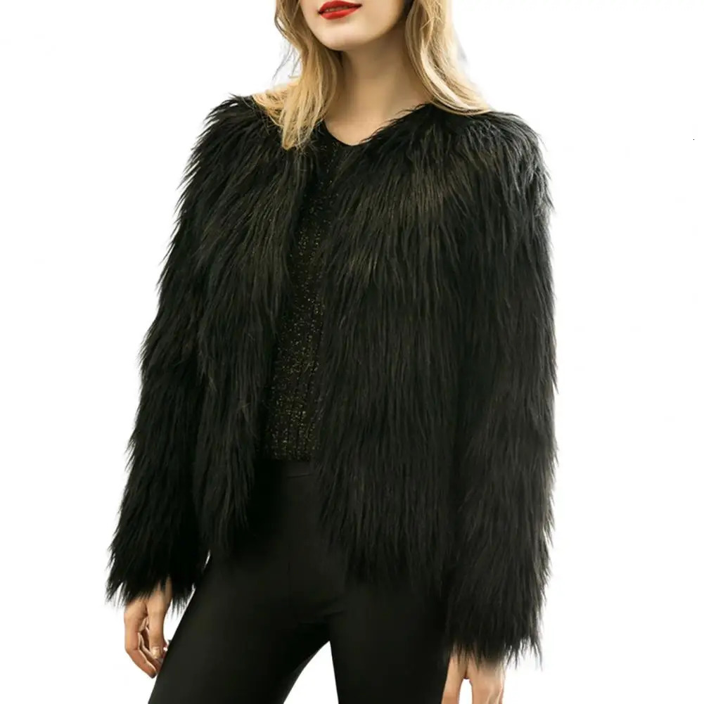 Style Furry Coat for Women Winter Warm Faux Fur Outerwear for Women Girls Long Sleeve Fluffy Coat Open Front for Women 250806