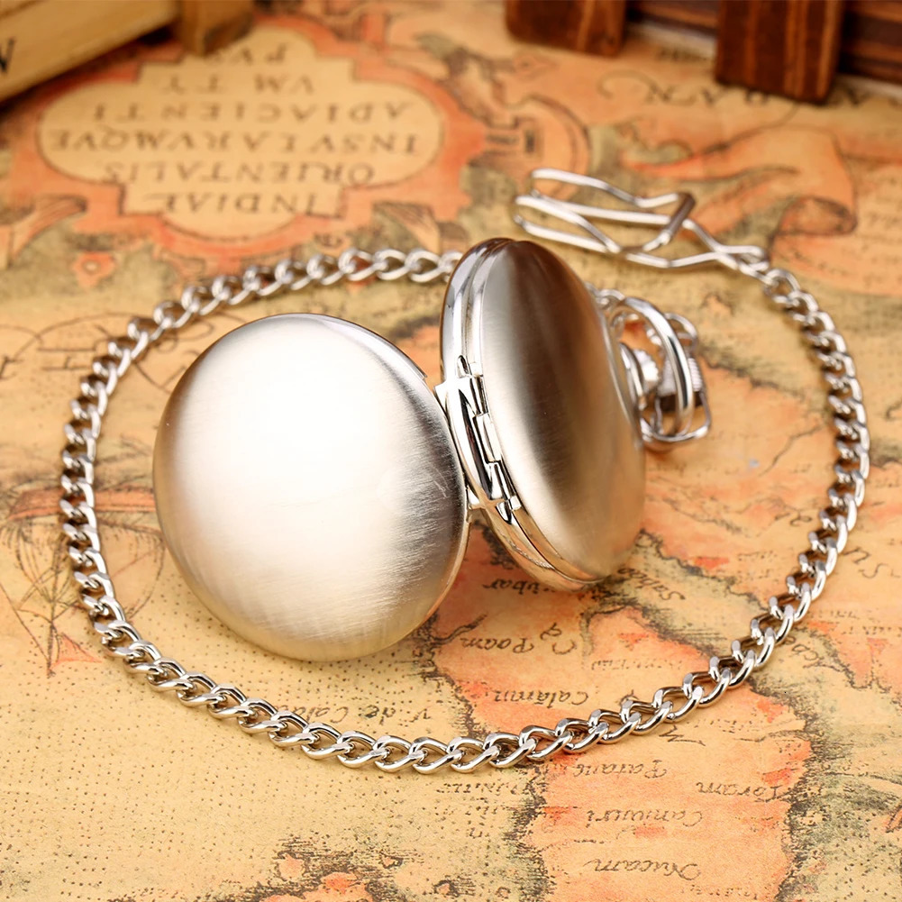 Classic Vintage Brushed Silver Mechanical Pocket Watch Hand Winding Movement Antique Timepiece Gift Men with Watch Box 250807