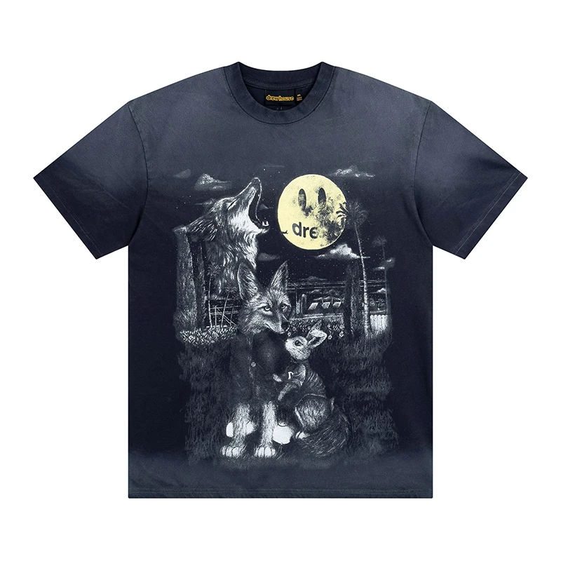 Drew House Designer luxury Hot Sale Mens Clothing Printing logo T shirt men's and women's printed loose short sleeve T-shirt 25ss