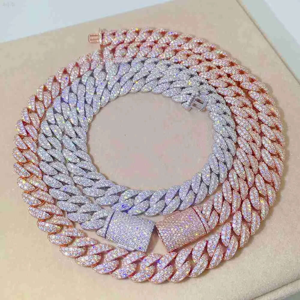 Drop Shipping Fashion Iced Out Hip Hop Jewelry Gra Vvs Moissanite Gold Filled Sier Cuban Link Chain